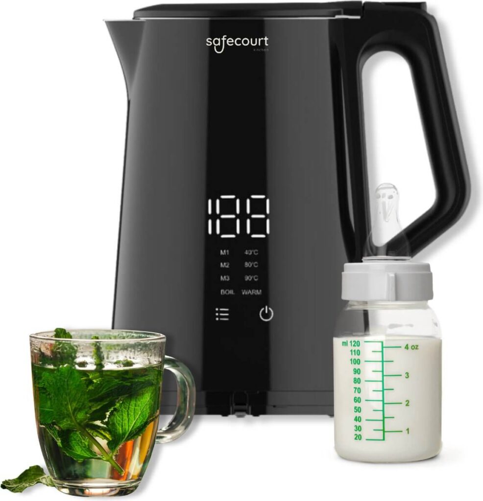 De Safecourt Kitchen Smart Waterkoker heeft mijn hart gestolen met zijn combinatie van glas en roestvrij staal. 