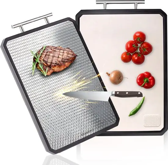 titanium snijplank CASSICO® met raspfunctie voor gember, kaas, citroen